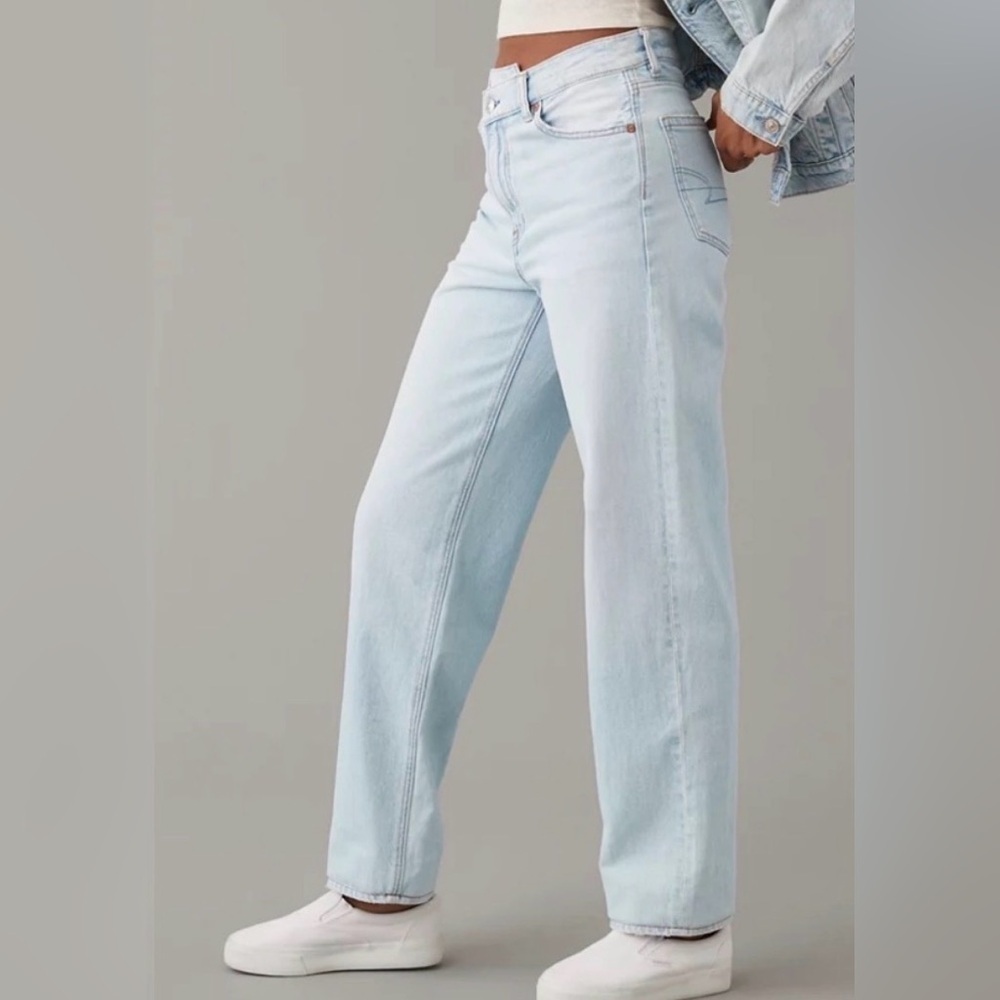 American Eagle highest rise baggy straight jeans, size 2